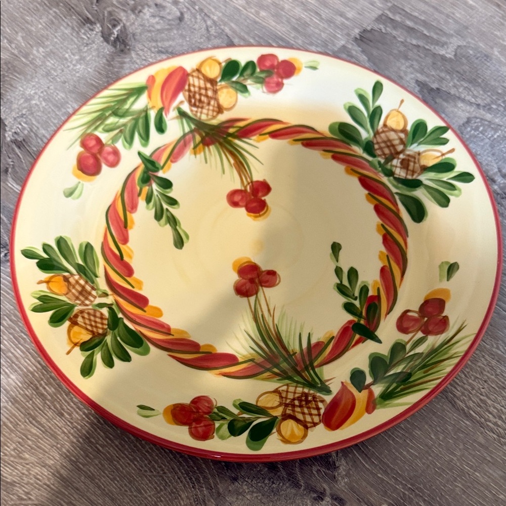 Gail Pittman Pottery Dinner Plate SLAH  Hand Panted Christmas Memories Design